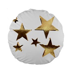 Stars Faux Gold Elegant Starry Festive Christmas Pattern Standard 15  Premium Round Cushions