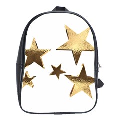 Stars Faux Gold Elegant Starry Festive Christmas Pattern School Bag (xl) by yoursparklingshop