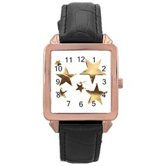 Stars Faux Gold Elegant Starry Festive Christmas Pattern Rose Gold Leather Watch  by yoursparklingshop