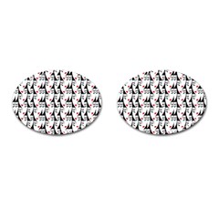 Cartoon Style Asian Woman Portrait Collage Pattern Cufflinks (oval)