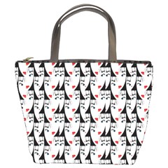 Cartoon Style Asian Woman Portrait Collage Pattern Bucket Bag by dflcprintsclothing