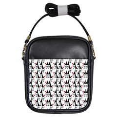 Cartoon Style Asian Woman Portrait Collage Pattern Girls Sling Bag by dflcprintsclothing