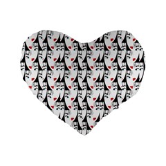 Cartoon Style Asian Woman Portrait Collage Pattern Standard 16  Premium Heart Shape Cushions by dflcprintsclothing