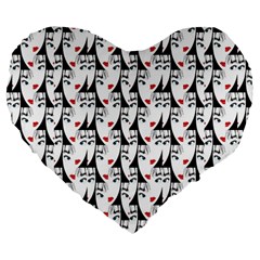 Cartoon Style Asian Woman Portrait Collage Pattern Large 19  Premium Flano Heart Shape Cushions by dflcprintsclothing