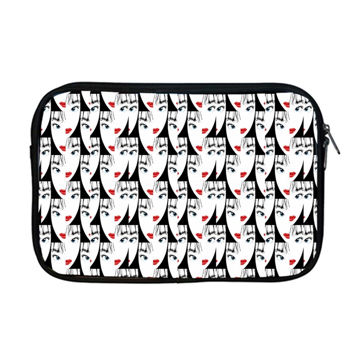 Cartoon Style Asian Woman Portrait Collage Pattern Apple MacBook Pro 17  Zipper Case