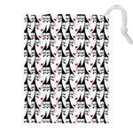 Cartoon Style Asian Woman Portrait Collage Pattern Drawstring Pouch (4XL) Front