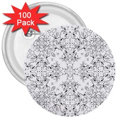 Black And White Decorative Ornate Pattern 3  Buttons (100 Pack)  by dflcprintsclothing