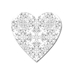 Black And White Decorative Ornate Pattern Heart Magnet