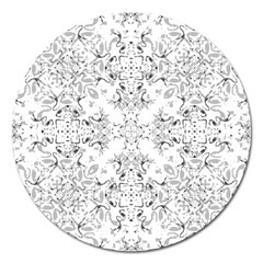 Black And White Decorative Ornate Pattern Magnet 5  (round) by dflcprintsclothing