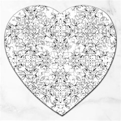 Black And White Decorative Ornate Pattern Jigsaw Puzzle (heart) by dflcprintsclothing