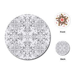 Black And White Decorative Ornate Pattern Playing Cards Single Design (round)