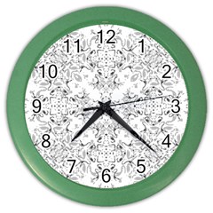 Black And White Decorative Ornate Pattern Color Wall Clock by dflcprintsclothing