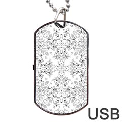 Black And White Decorative Ornate Pattern Dog Tag Usb Flash (one Side) by dflcprintsclothing