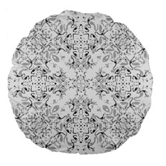 Black And White Decorative Ornate Pattern Large 18  Premium Round Cushions by dflcprintsclothing