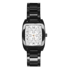 Black And White Decorative Ornate Pattern Stainless Steel Barrel Watch by dflcprintsclothing