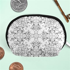 Black And White Decorative Ornate Pattern Accessory Pouch (medium) by dflcprintsclothing