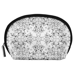 Black And White Decorative Ornate Pattern Accessory Pouch (large) by dflcprintsclothing