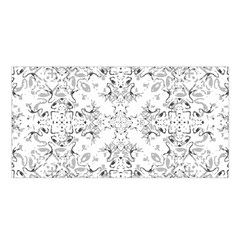 Black And White Decorative Ornate Pattern Satin Shawl