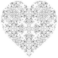 Black And White Decorative Ornate Pattern Wooden Puzzle Heart