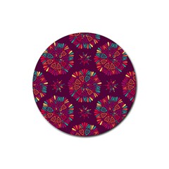 Circle Pattern Rubber Round Coaster (4 Pack)  by designsbymallika