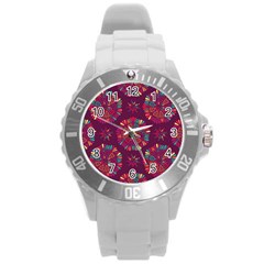 Circle Pattern Round Plastic Sport Watch (l) by designsbymallika