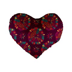 Circle Pattern Standard 16  Premium Flano Heart Shape Cushions by designsbymallika