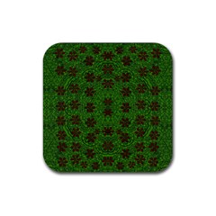 Rose Stars So Beautiful On Green Rubber Coaster (square)  by pepitasart