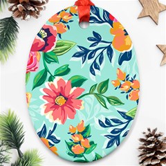 Multi Colour Floral Print Ornament (oval) by designsbymallika