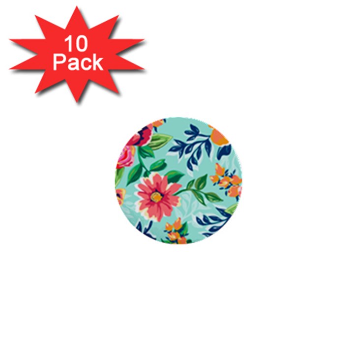 MULTI COLOUR FLORAL PRINT 1  Mini Buttons (10 pack) 