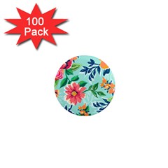 Multi Colour Floral Print 1  Mini Magnets (100 Pack)  by designsbymallika