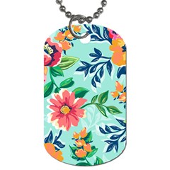 Multi Colour Floral Print Dog Tag (one Side) by designsbymallika