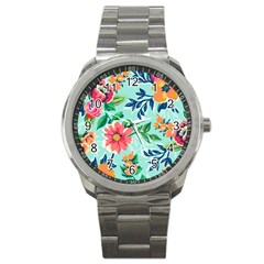 Multi Colour Floral Print Sport Metal Watch by designsbymallika