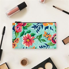 Multi Colour Floral Print Cosmetic Bag (small) by designsbymallika