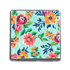 Multi Colour Floral Print Memory Card Reader (square 5 Slot) by designsbymallika