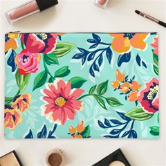 Multi Colour Floral Print Cosmetic Bag (xxl) by designsbymallika