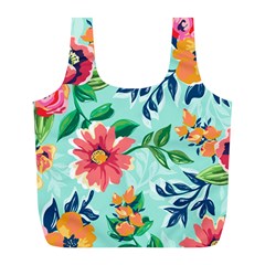 Multi Colour Floral Print Full Print Recycle Bag (l) by designsbymallika