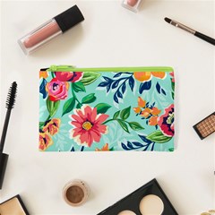 Multi Colour Floral Print Cosmetic Bag (xs) by designsbymallika