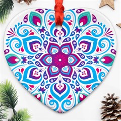 Mandala Blue Ornament (heart) by designsbymallika