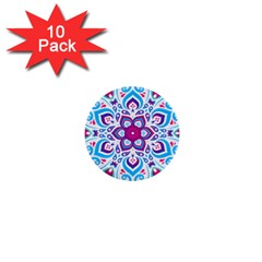 Mandala Blue 1  Mini Buttons (10 Pack)  by designsbymallika