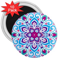 Mandala Blue 3  Magnets (10 Pack)  by designsbymallika