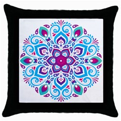 Mandala Blue Throw Pillow Case (black) by designsbymallika