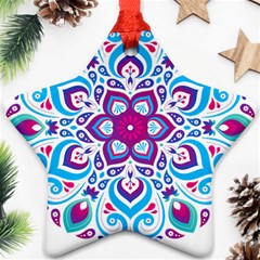 Mandala Blue Star Ornament (two Sides) by designsbymallika