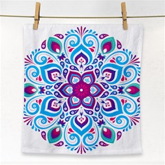 Mandala Blue Face Towel by designsbymallika