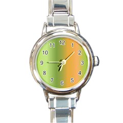 Green Orange Shades Round Italian Charm Watch by designsbymallika