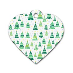 Christmas Tree Pattern Dog Tag Heart (two Sides) by designsbymallika