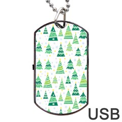 Christmas Tree Pattern Dog Tag Usb Flash (one Side) by designsbymallika