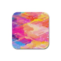 Colourful Shades Rubber Square Coaster (4 Pack)  by designsbymallika