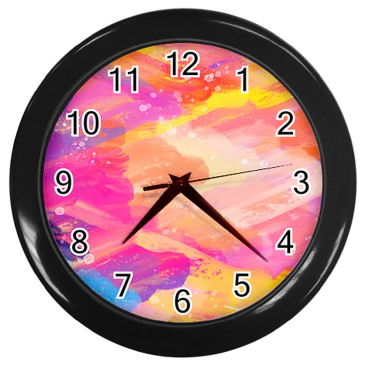 colourful shades Wall Clock (Black)