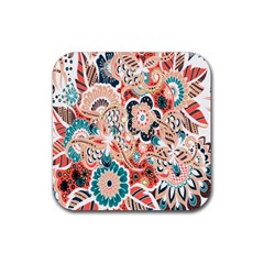 Baatik Floral Print Rubber Coaster (square)  by designsbymallika