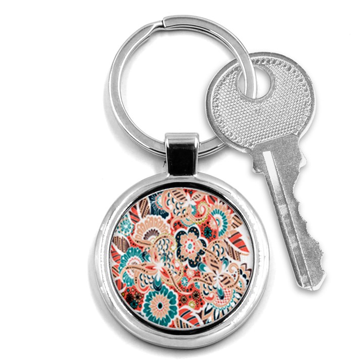 baatik floral print Key Chain (Round)